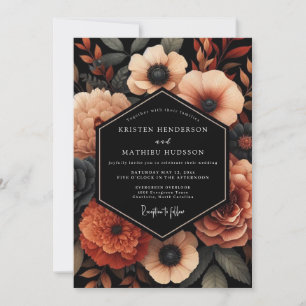 Invitation Mariage Floraison Abricot Noir