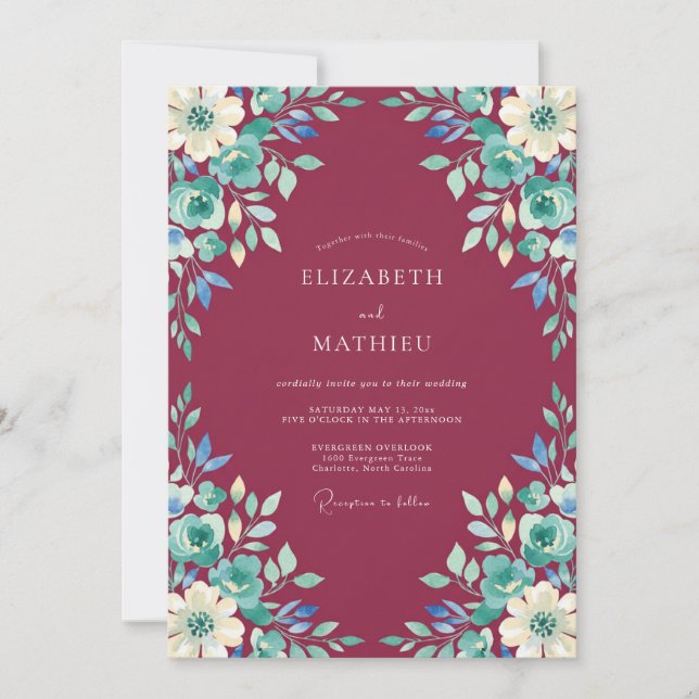 Invitation Mariage Floraison Artistique Bourgogne (Devant)