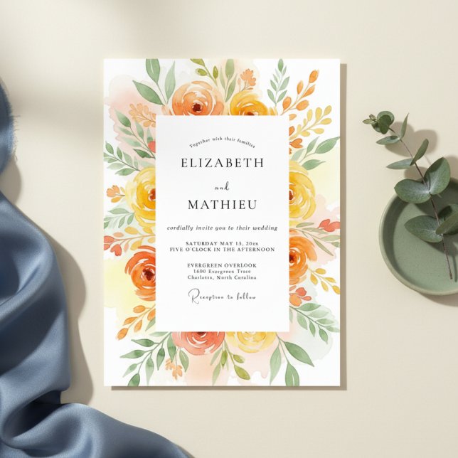 Invitation Mariage Floraison Artistique de Pêcher (Créateur téléchargé)