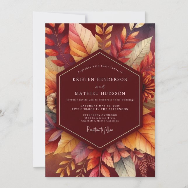 Invitation Mariage Floraison Automnale de Bourgogne (Devant)