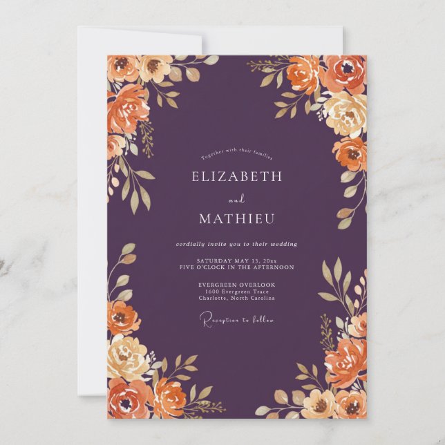 Invitation Mariage Floraison Automnale de Prune (Devant)