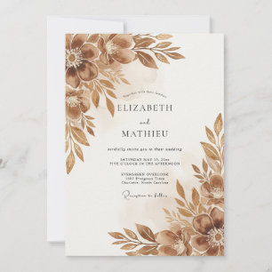 Invitation Mariage Floraison Automnale Marron