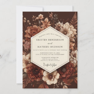 Invitation Mariage Floraison Baroque Écarlate