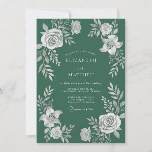 Invitation Mariage Floraison Botanique Émeraude