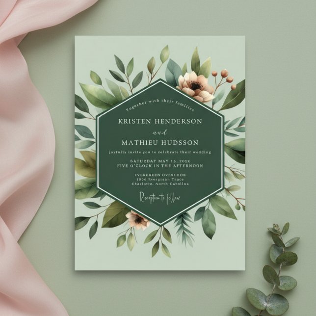 Invitation Mariage Floraison Botanique Sauge (Créateur téléchargé)
