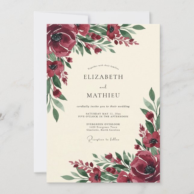 Invitation Mariage Floraison d'Automne en Bourgogne (Devant)