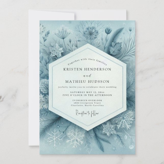 Invitation Mariage Floraison de la forêt bleu ardoise (Devant)