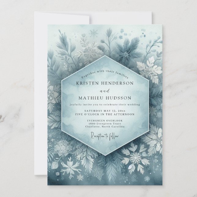 Invitation Mariage Floraison de la Forêt Bleue Poussiéreuse (Devant)