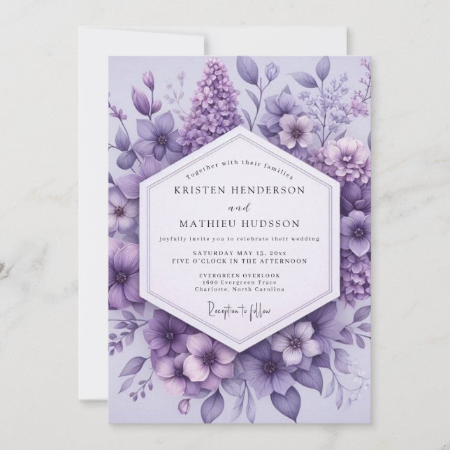 Invitation Mariage Floraison de Lavande en Forêt (Devant)