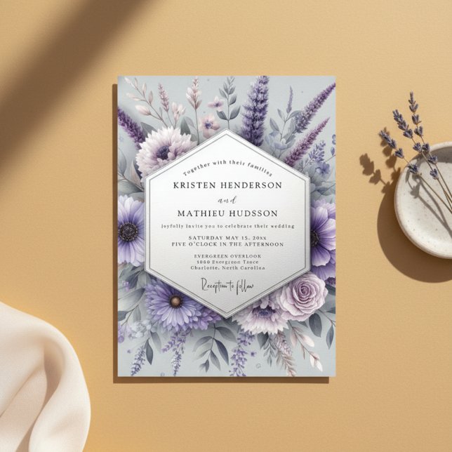 Invitation Mariage Floraison de Prairie Lavande (Créateur téléchargé)