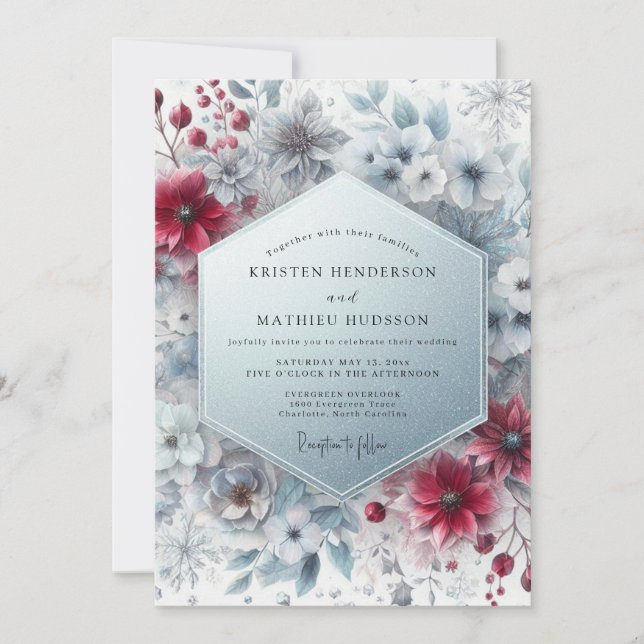 Invitation Mariage Floraison d'Hiver en Bourgogne (Devant)