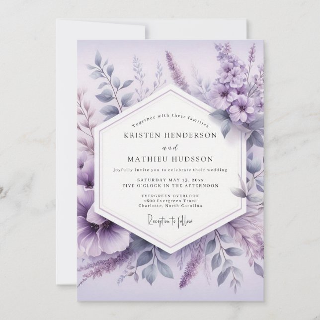 Invitation Mariage Floraison Éthérée de Lavande (Devant)