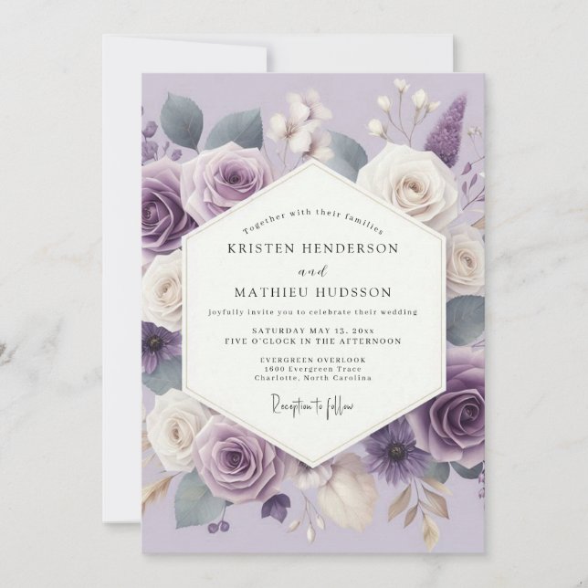 Invitation Mariage Floraison Éthérée de Lavande (Devant)