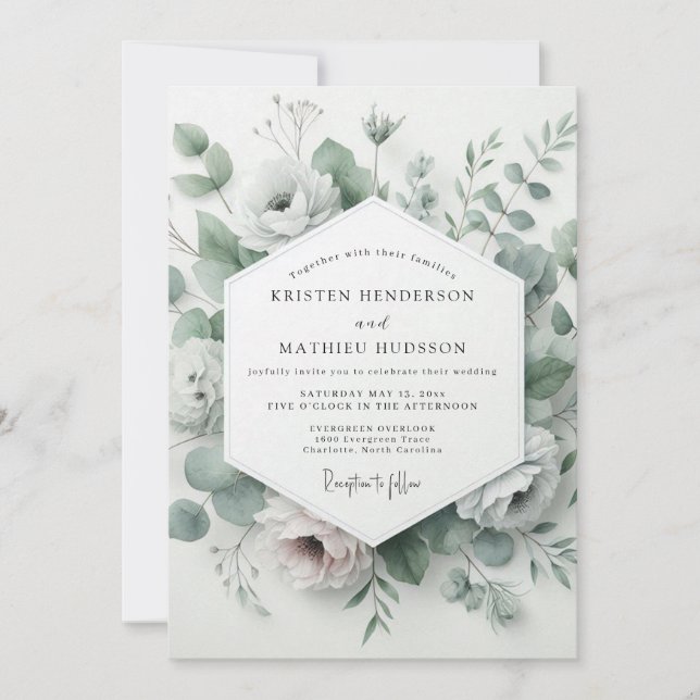 Invitation Mariage Floraison Ethérée de Sauge (Devant)