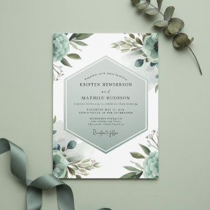Invitation Mariage Floraison Ethérée de Teinte Cyan