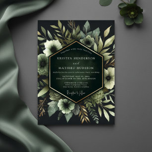 Invitation Mariage Floraison Ethérée Émeraude