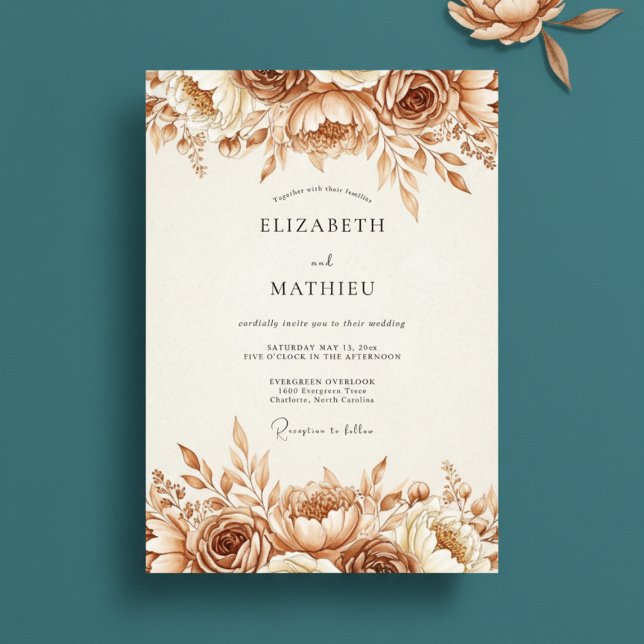 Invitation Mariage Floraison Ethérée Sépia (Créateur téléchargé)