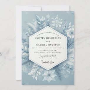Invitation Mariage Floraison Hivernale Bleu Ardoise