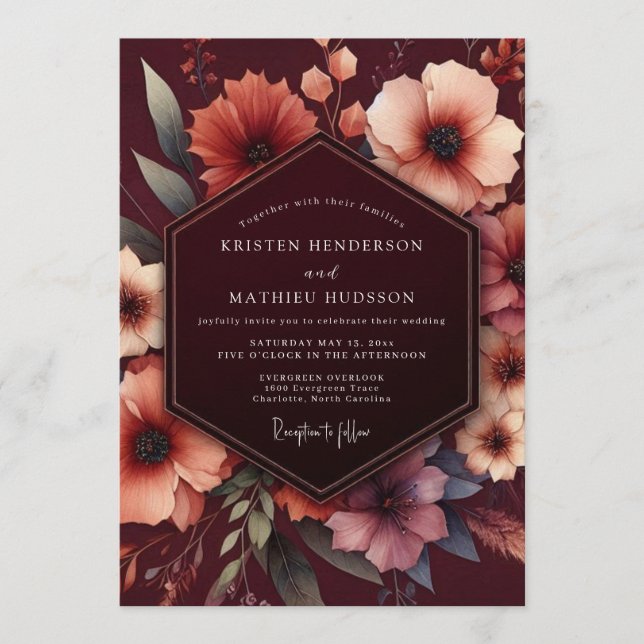 Invitation Mariage Floraison Nocturne de Bourgogne (Devant)