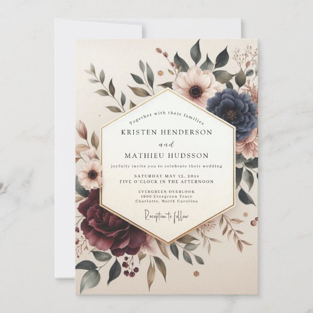 Invitation Mariage Floraison Poétique de Bourgogne (Devant)