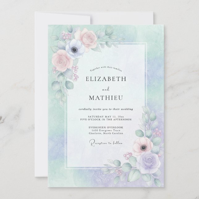 Invitation Mariage Floraison Rêveuse de Lavande (Devant)