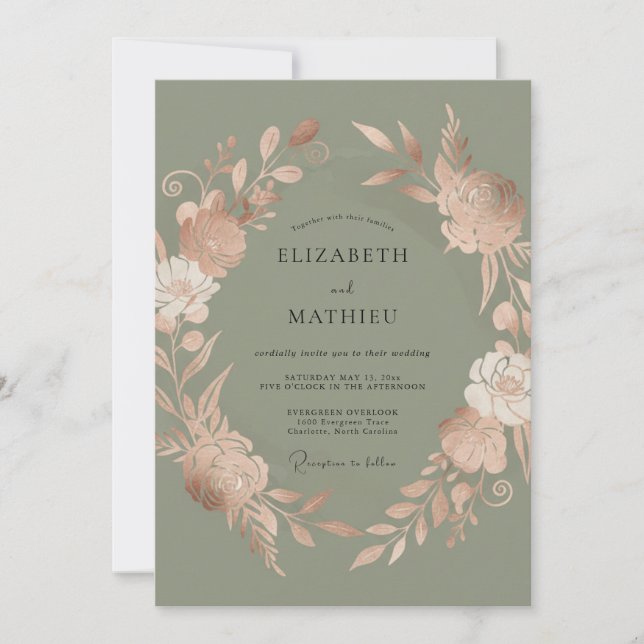 Invitation Mariage Floraison Terreuse Sauge (Devant)