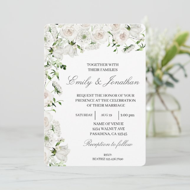 Invitation Mariage floral (Debout devant)