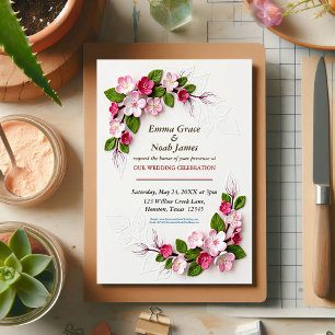 Invitation Mariage Floral 3D Rustique