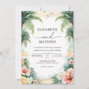 Invitation Mariage floral à arc de palme tropical