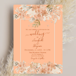 Invitation Mariage floral à base de fuzz et de rouille