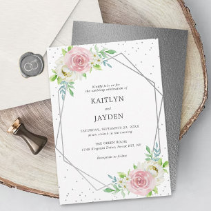 Invitation Mariage floral à huile géométrique chic