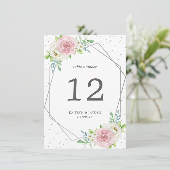 Invitation Mariage floral à huile géométrique chic (Debout devant)