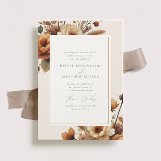 Invitation Mariage floral à l'aquarelle de la chute de bois d