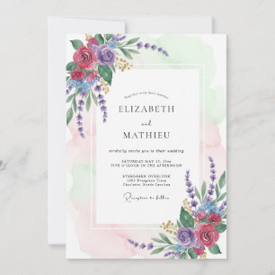 Invitation Mariage Floral à l'Arche de Lavande Violette