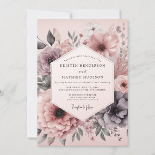 Invitation Mariage Floral à l'Eau de Rose Poétique