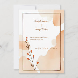 Invitation mariage floral abstrait brun
