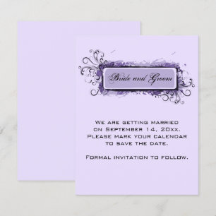 Invitation Mariage floral Abstrait violet Enregistrer la date