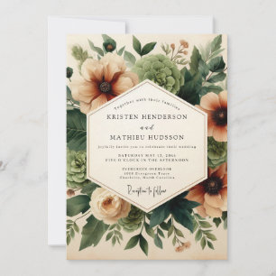 Invitation Mariage Floral Ambré en Forêt