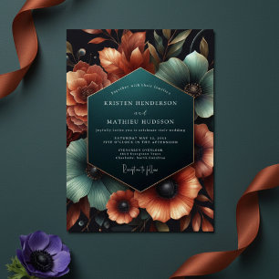 Invitation Mariage Floral Ambre Sarcelle Humeur