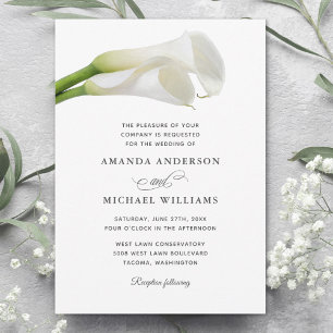 Invitation Mariage floral aquarelle aux lys calla blancs