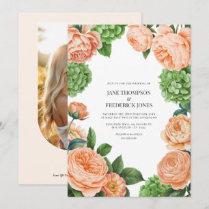Invitation Mariage Floral Aquarelle aux Pistaches et Pêches