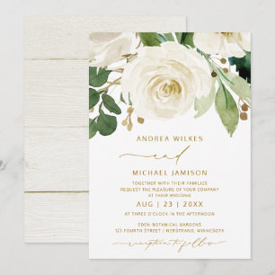 Invitation Mariage Floral Aquarelle Blanc Verdure