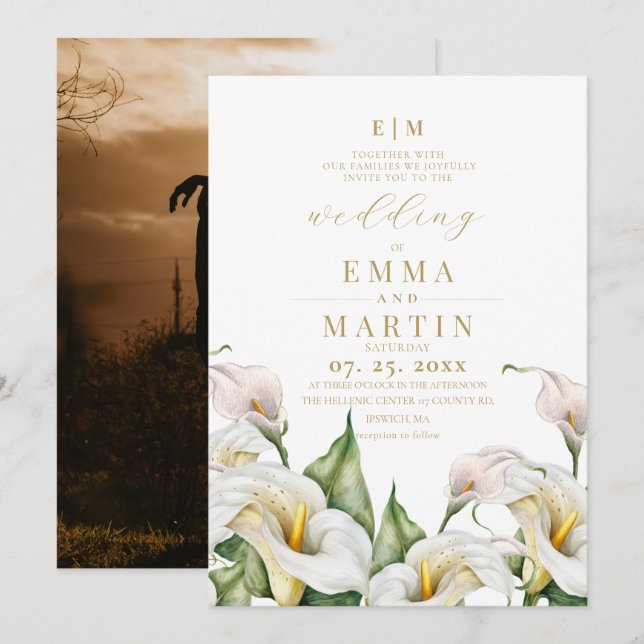 Invitation Mariage Floral Aquarelle Bohème (Devant / Derrière)