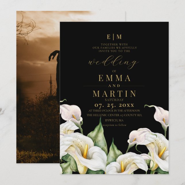 Invitation Mariage Floral Aquarelle Bohème (Devant / Derrière)