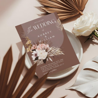 Invitation Mariage Floral Aquarelle Bohème Chic Moderne