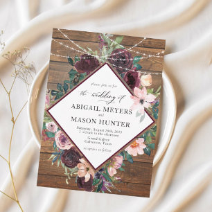 Invitation Mariage Floral Aquarelle Bourguignonne Rustique