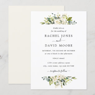 Invitation Mariage Floral Aquarelle Champagne Élégant