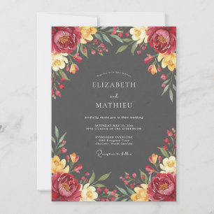 Invitation Mariage Floral Aquarelle de Bourgogne