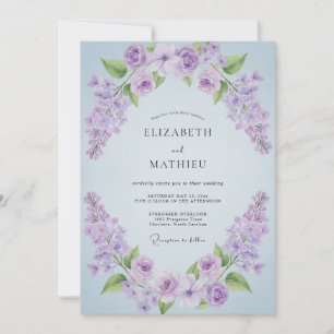Invitation Mariage Floral Aquarelle Douce Lilas