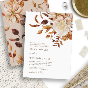 Invitation Mariage Floral Aquarelle Élégante d'Automne